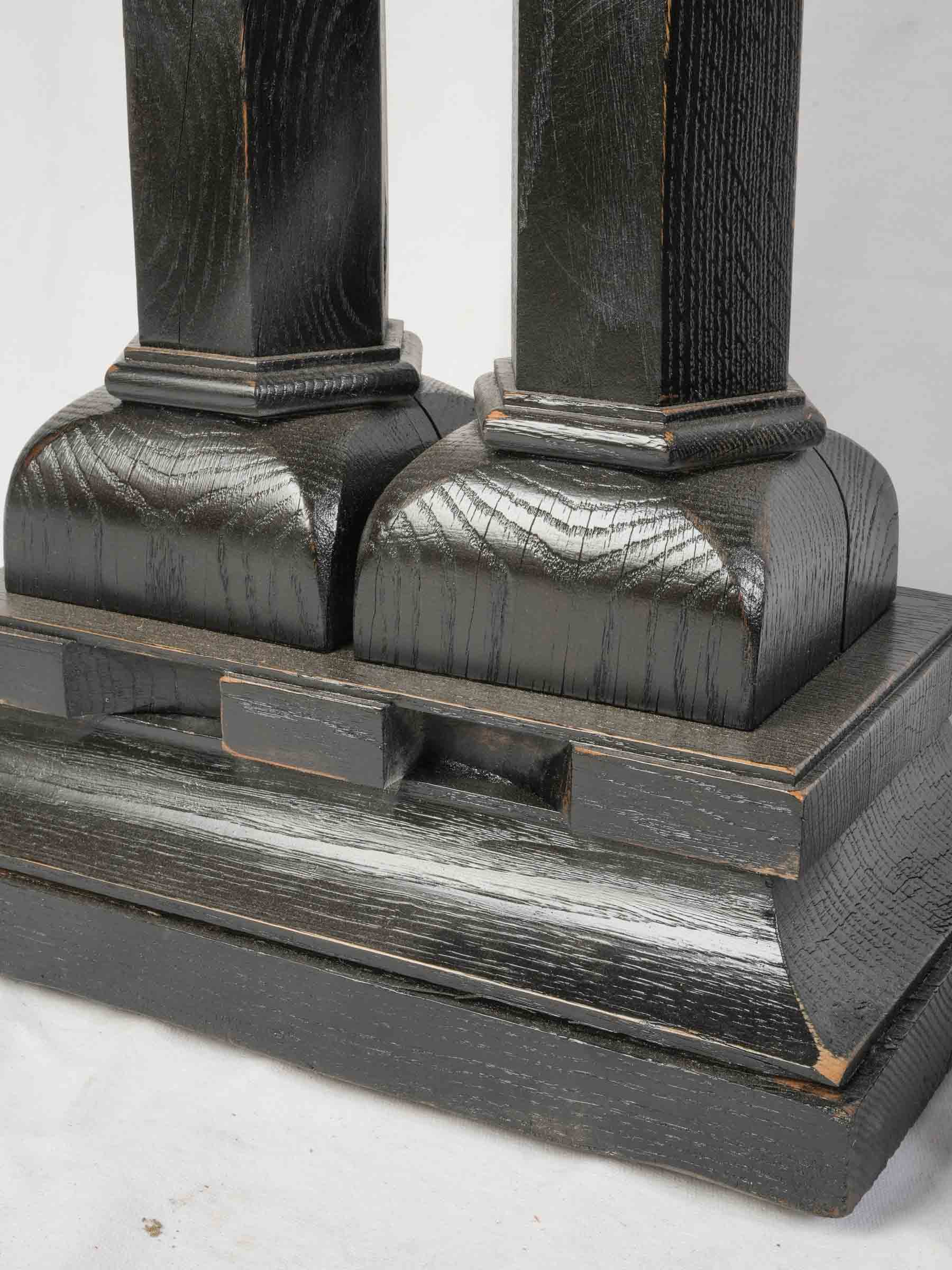Pair of Elegant French Art Deco Ebonized Oak Pedestals, 1930s - 35½"