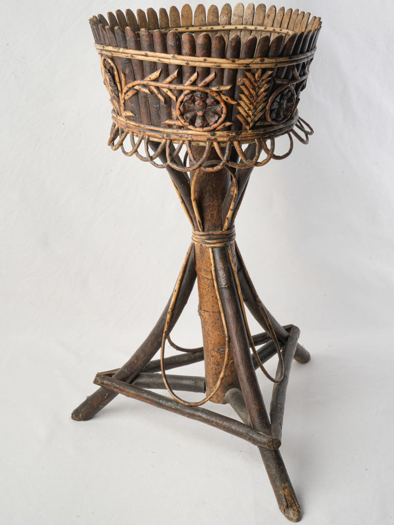 19th-Century French Folk-Art Hazelwood Plant Stand - 30¼"