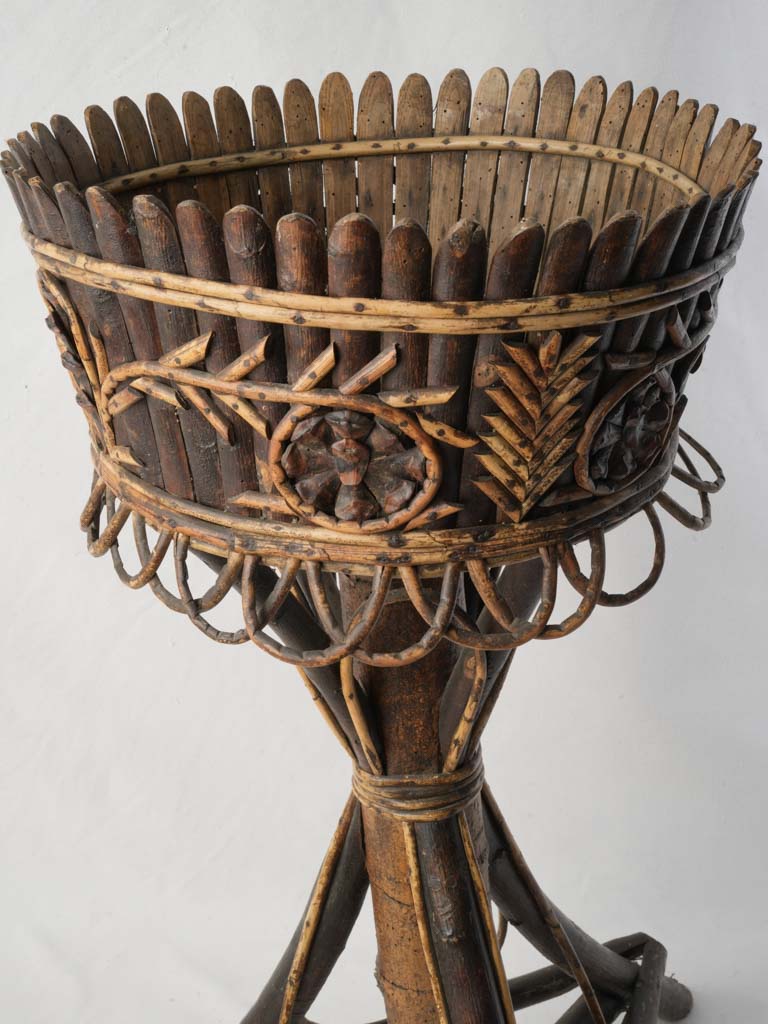 19th-Century French Folk-Art Hazelwood Plant Stand - 30¼"