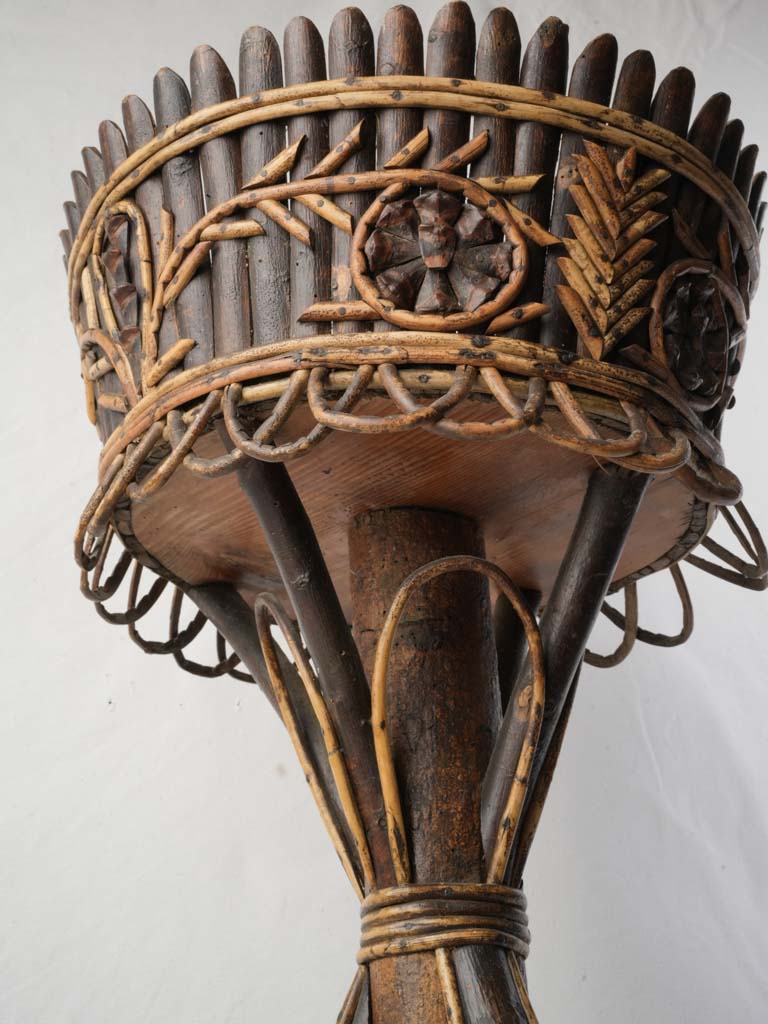 19th-Century French Folk-Art Hazelwood Plant Stand - 30¼"