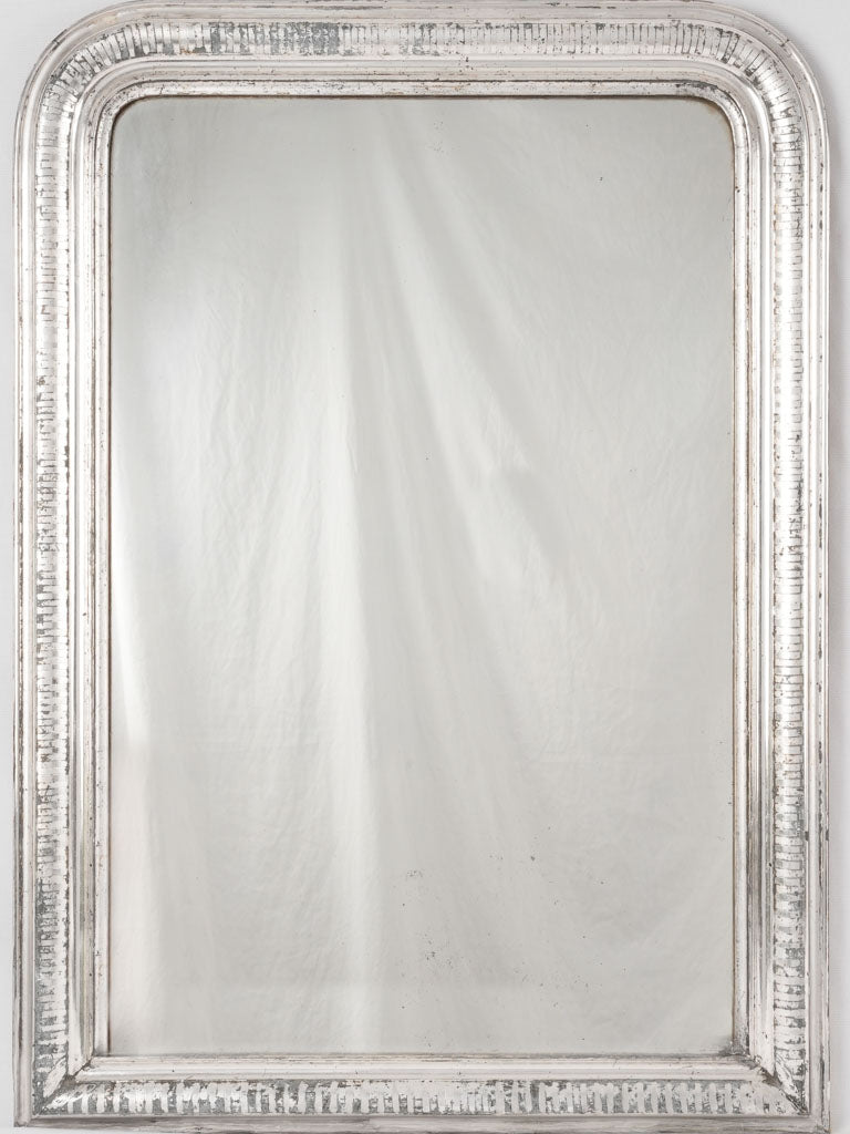 Large silver Louis Philippe mirror w/ continuous stripes around frame edge 37½" x 26"