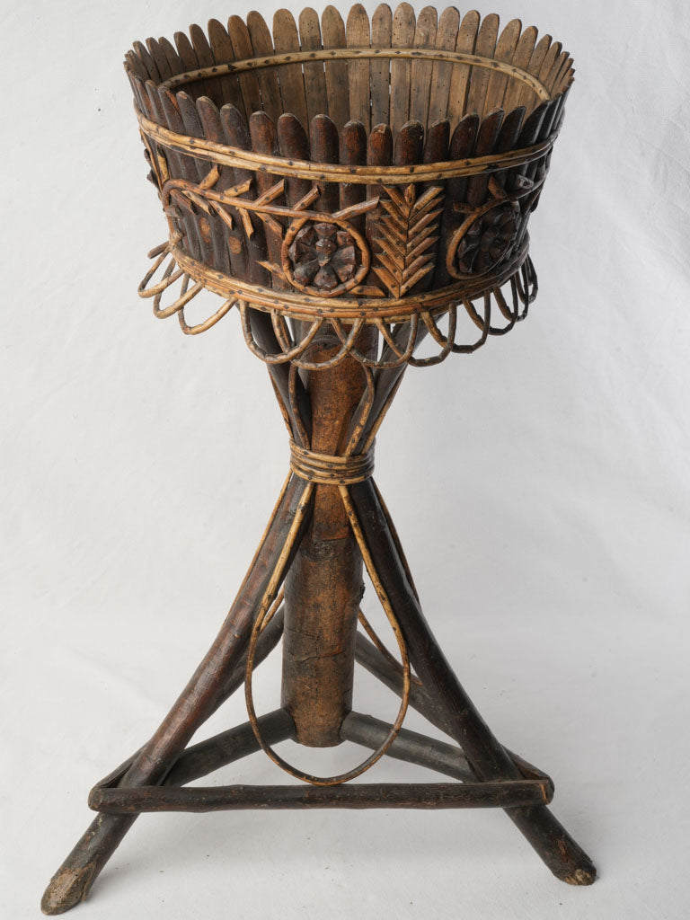 19th-Century French Folk-Art Hazelwood Plant Stand - 30¼"