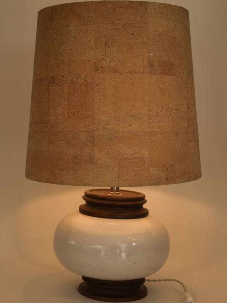 Textured cork-shaded ceramic lighting