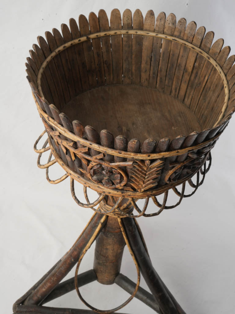 19th-Century French Folk-Art Hazelwood Plant Stand - 30¼"
