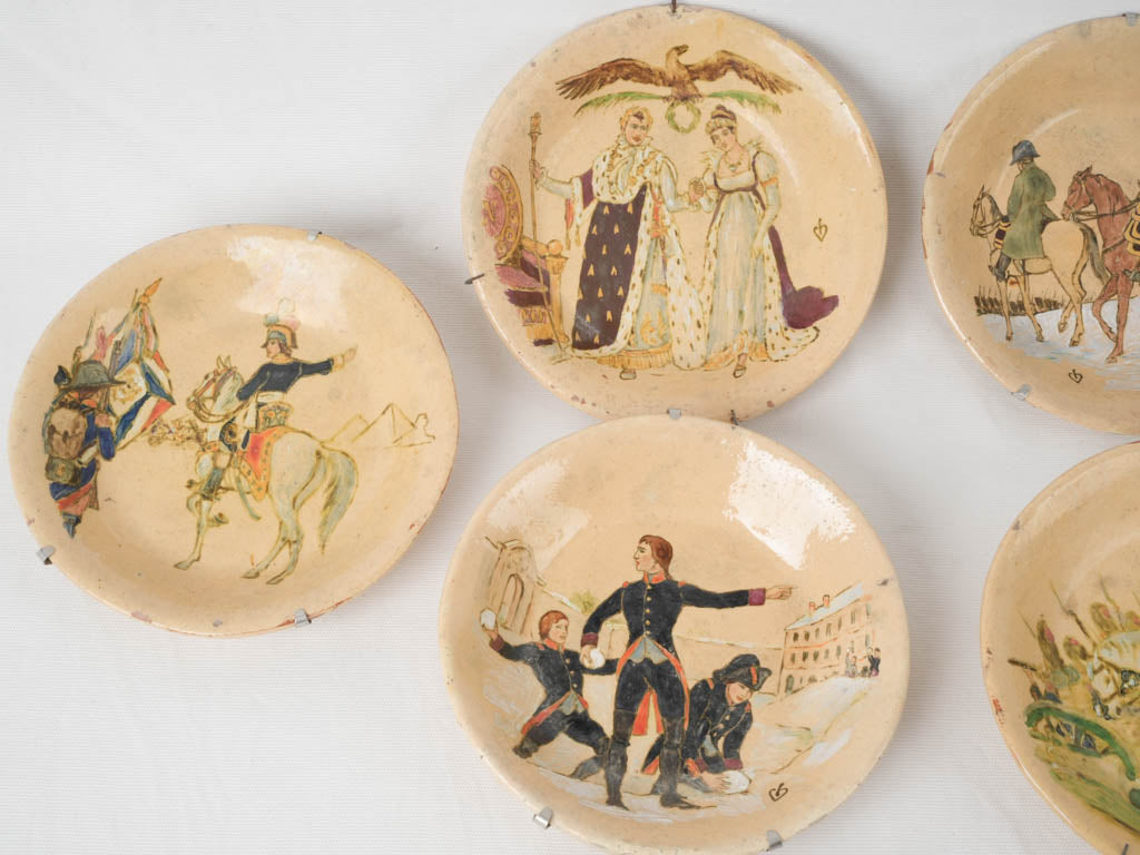 Glazed historic French plates commemorating Napoleon