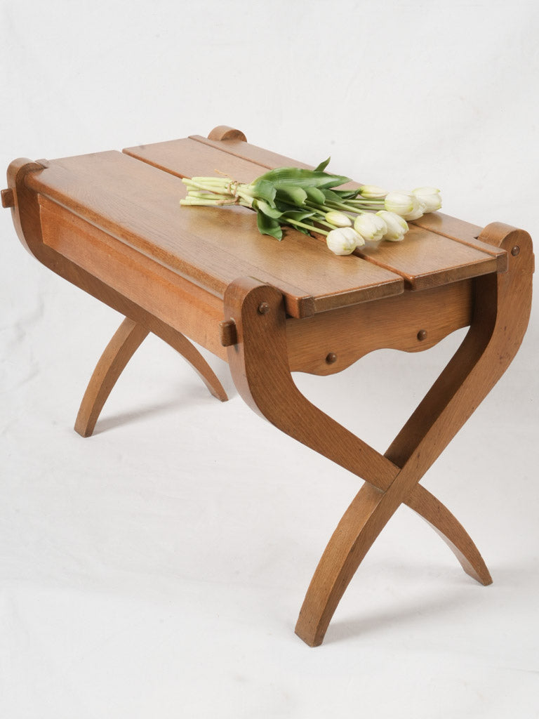 Timeless oak bench with compartments