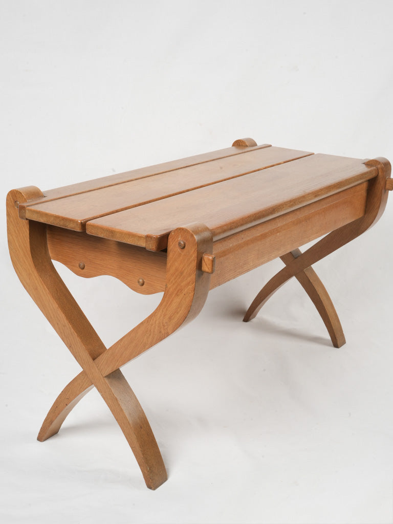 Elegant oak travailleuse bench table