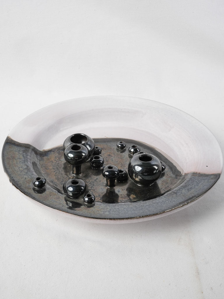 Textured raised black bubble platter