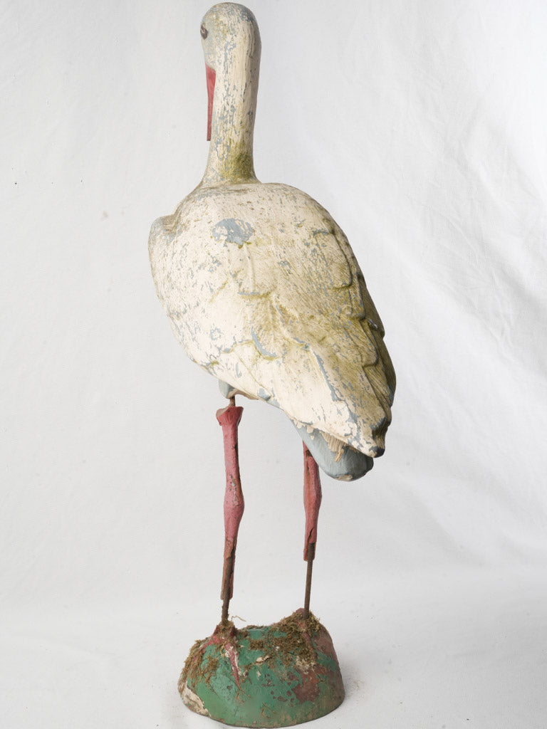 Rare early 20th-century stork statue