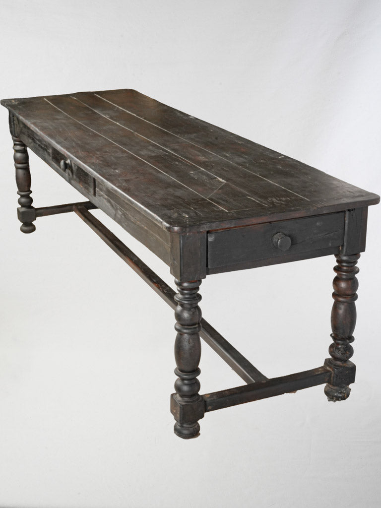 Rustic antique wooden dining table.