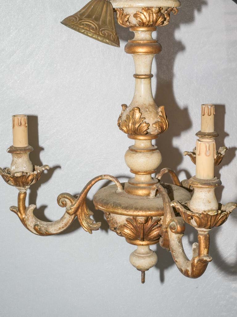 Vintage carved wood ceiling light