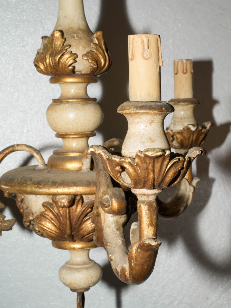 Gilded Italian 3-arm lighting fixture