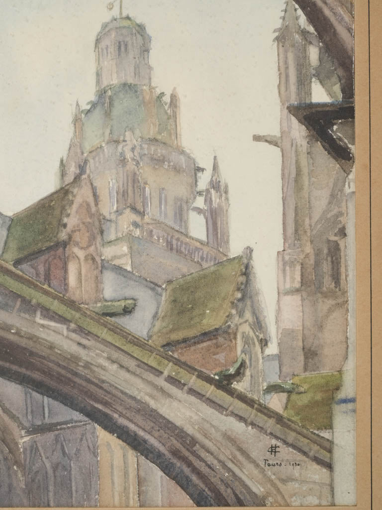 Original framed Amiens Cathedral painting