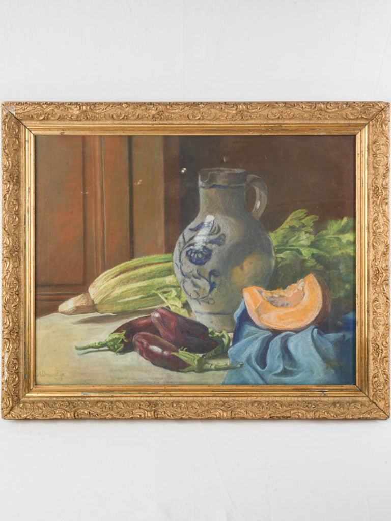 Antique pastel still life artwork
