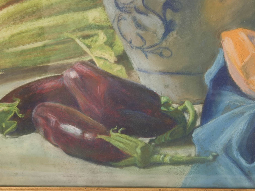 Historical pastel market table scene