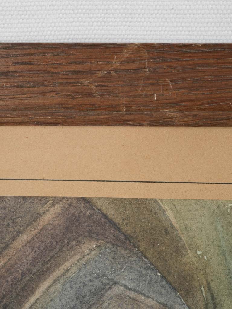 Aged wooden-framed church watercolors