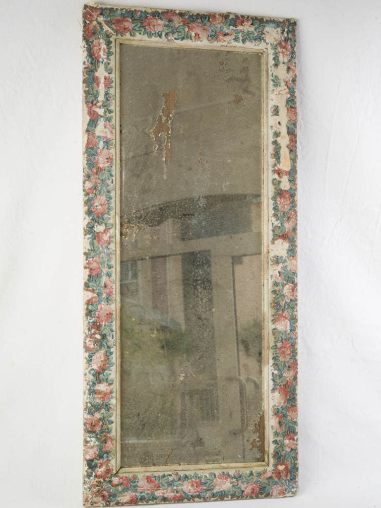 Distressed romantic rectangular wall mirror