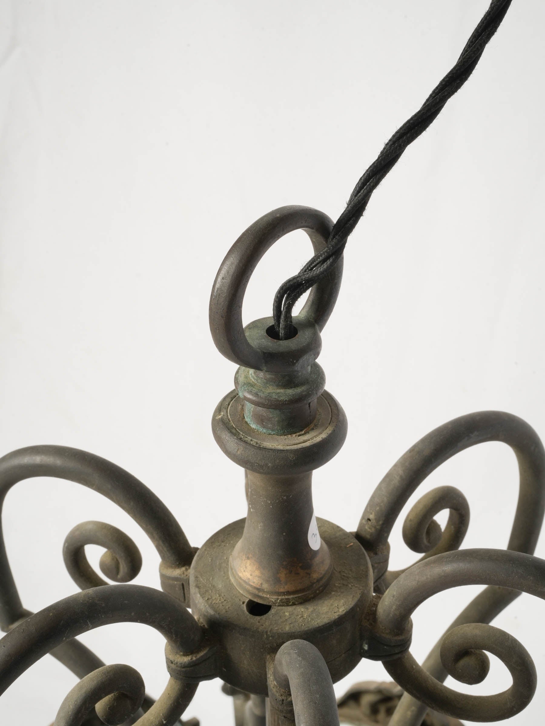 Large Hexagonal Bronze & Brass Hall Lantern, Early 19th Century - 42¼" x 21¼"