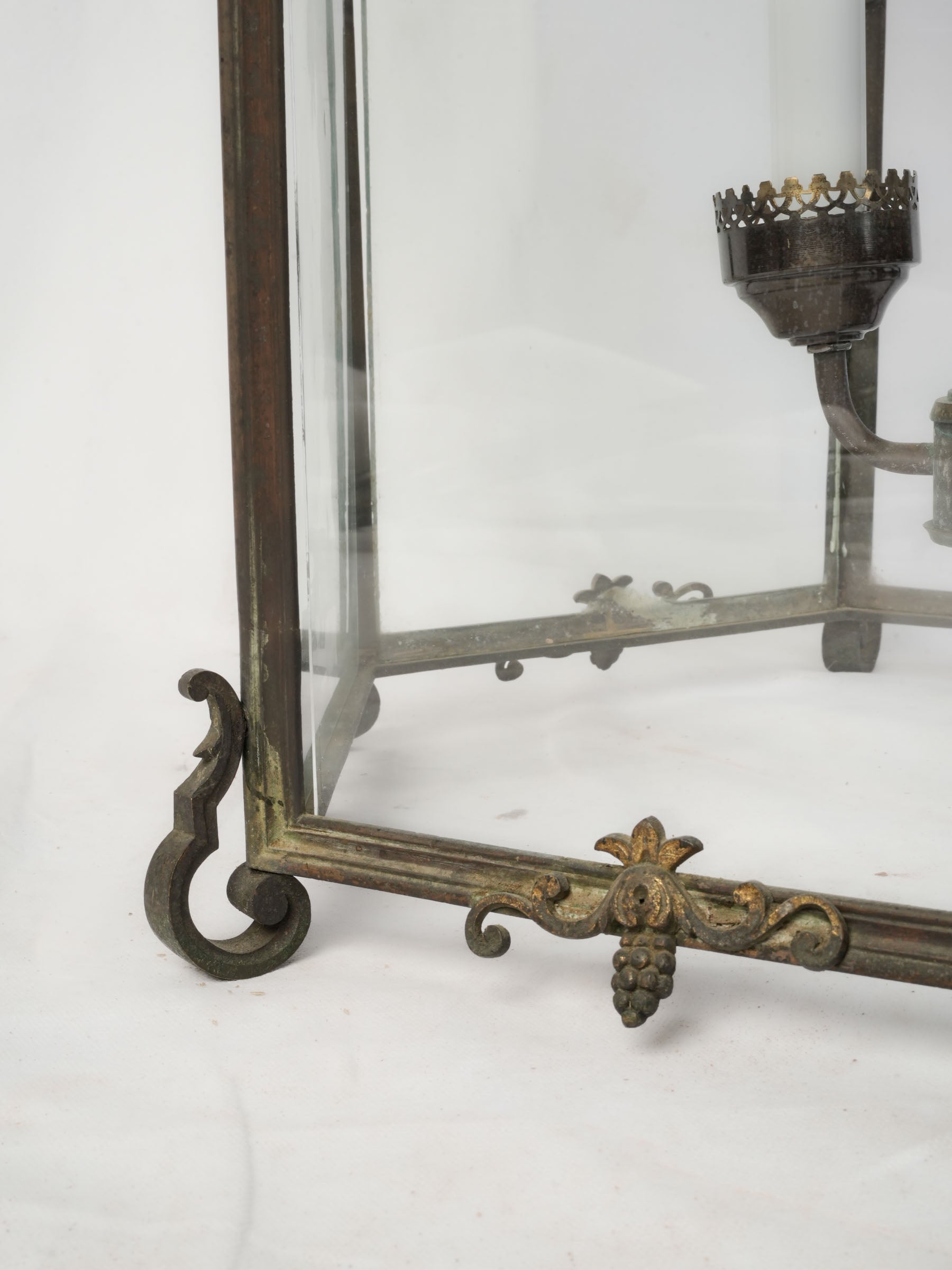 Large Hexagonal Bronze & Brass Hall Lantern, Early 19th Century - 42¼" x 21¼"
