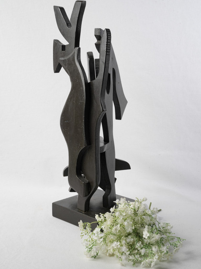 Rustic 1970s carved wood art