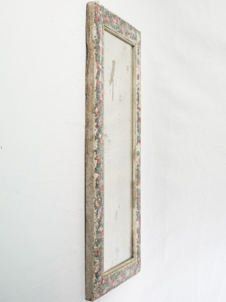 Aged cream paper-clad frame mirror