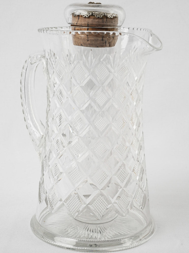 Vintage cut glass orange juice pitcher w/ ice compartment