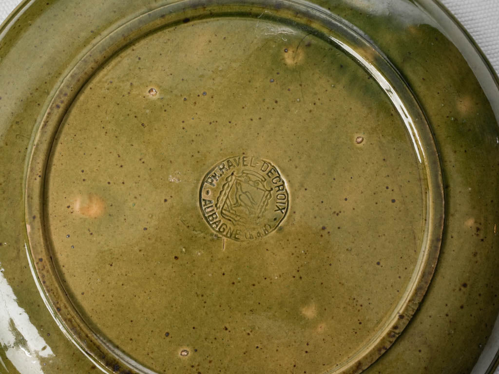 Mid 20th Century Set of Eleven Provençal Green Glazed Ceramic Plates - 8¾"