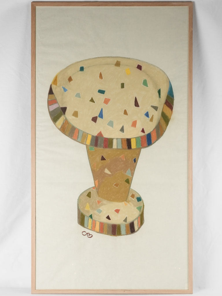 Large modern still life pastel- mosaic garden table - Caroline Beauzon 56¼" x 31"