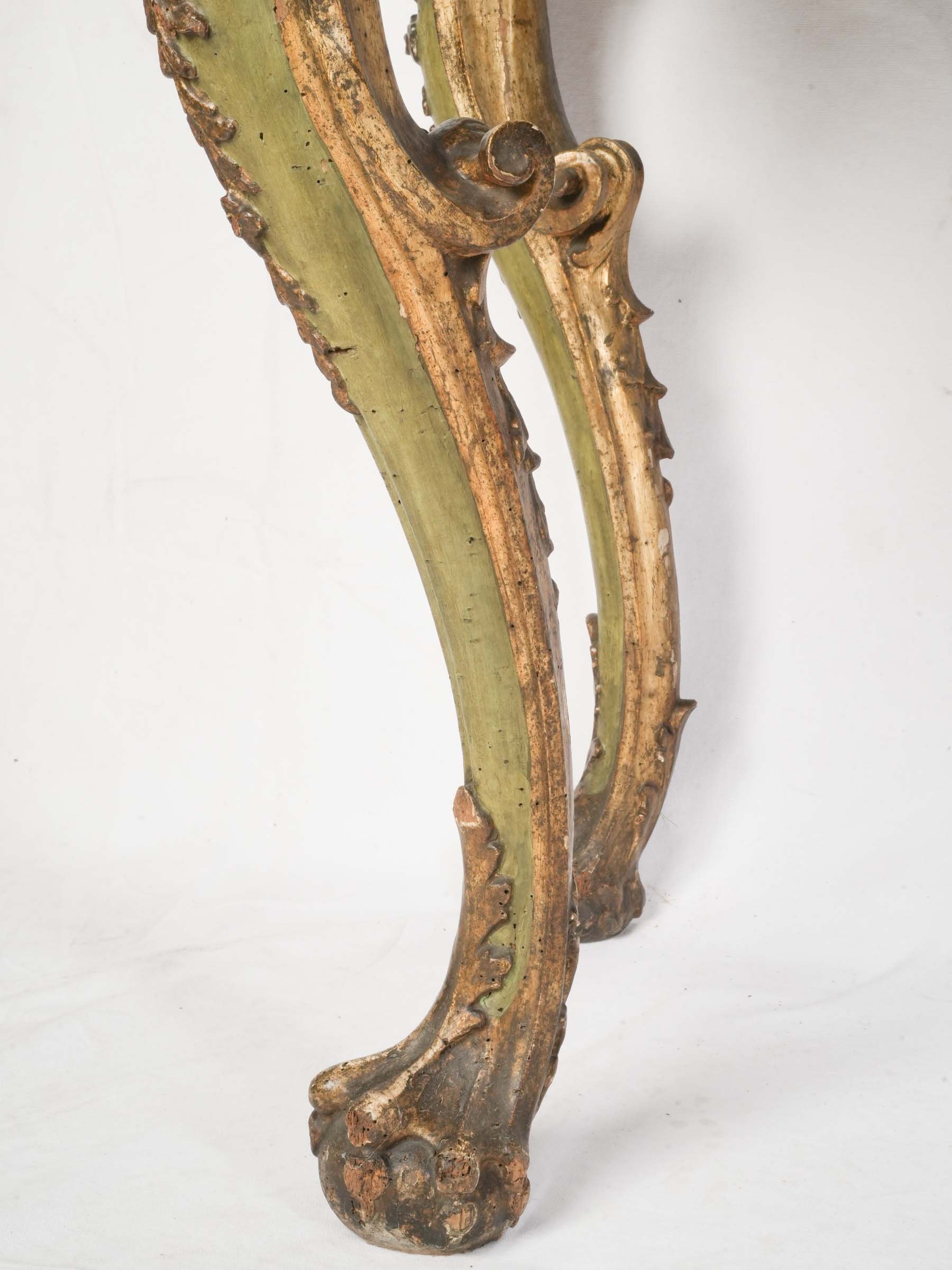 Striking Venetian Green-Lacquered and Gilt Rococo Console Table, 18th Century - 35"x 60¼"