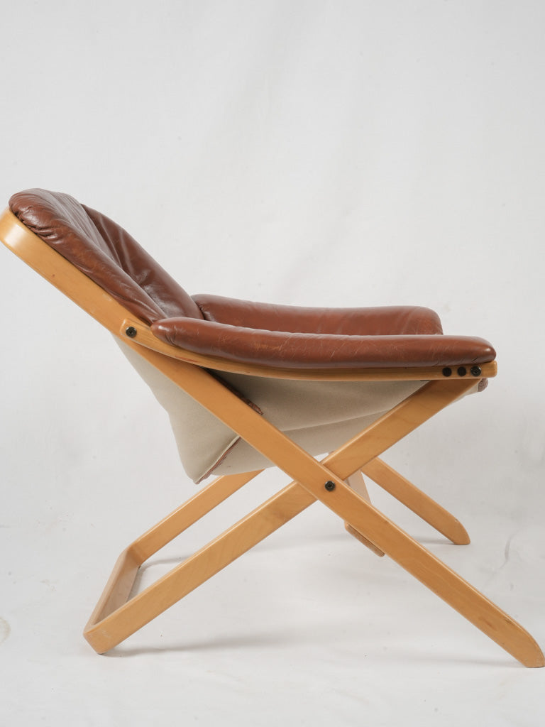 Sleek beechwood upholstered armchairs