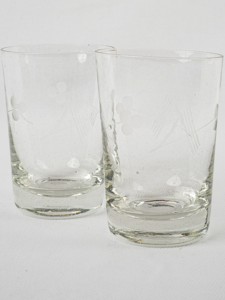 Vintage cherry-etched crystal water glasses