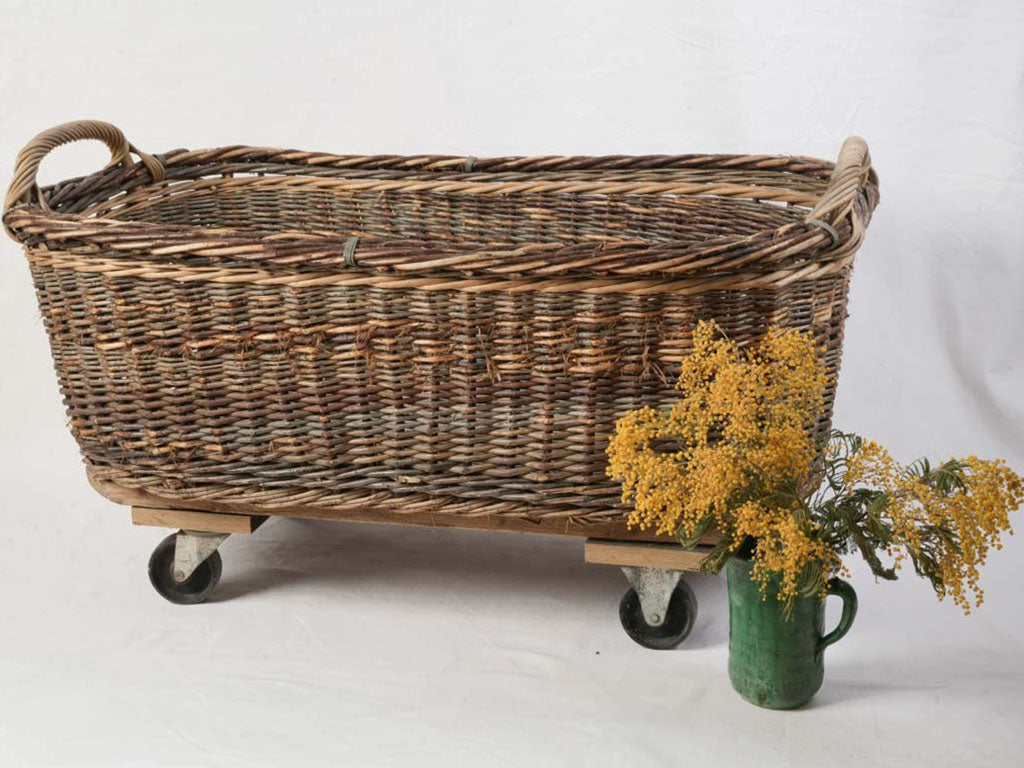 Timeworn handwoven oval basket