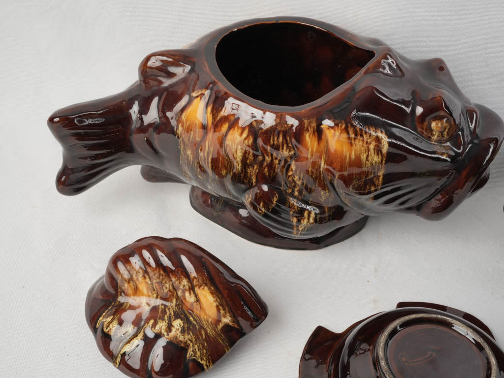 Whimsical Mid-Century Vallauris Fish-Form Bouillabaisse Set for 5