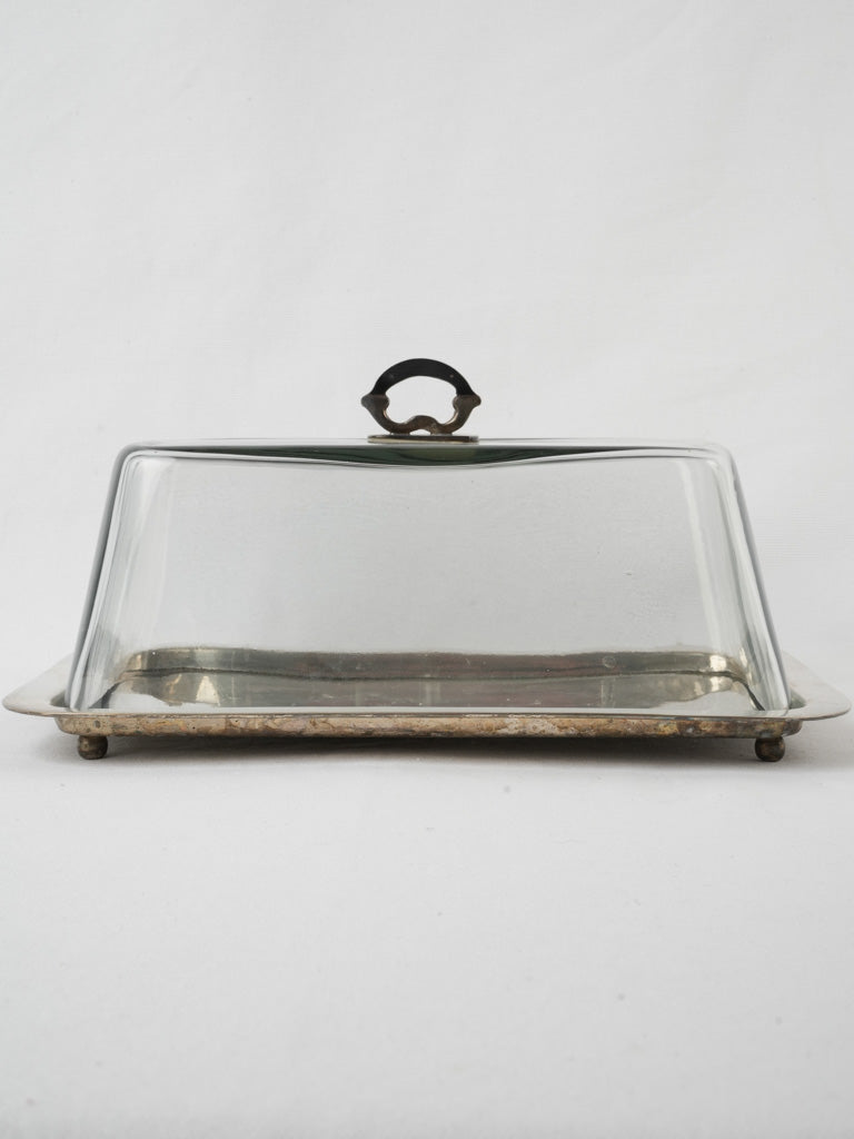 Elegant antique glass cloche tray