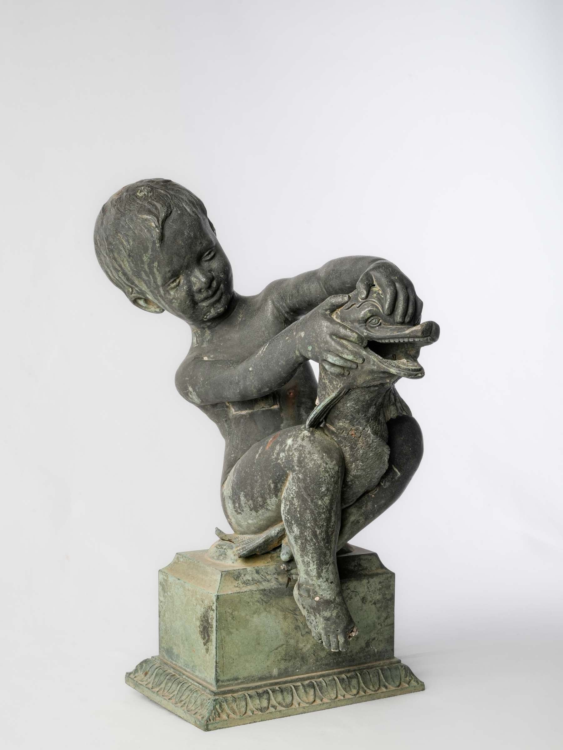 Antique ornate bronze fountain sculpture