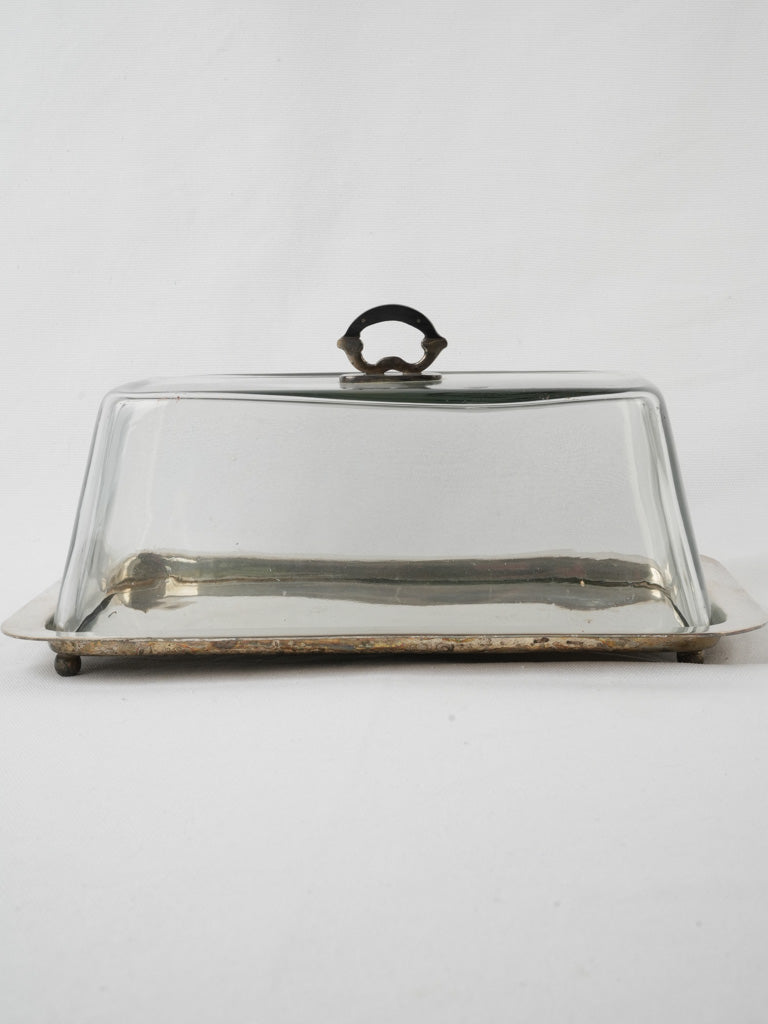 Aged Parisian glass lidded platter