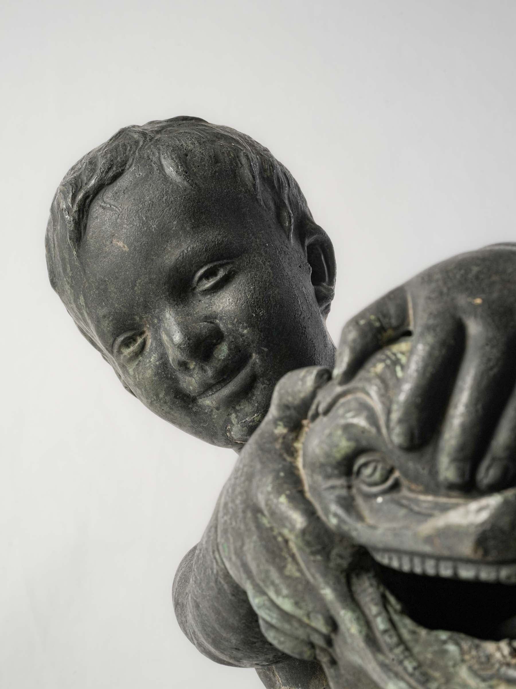 Romantic aged verdigris fountain element