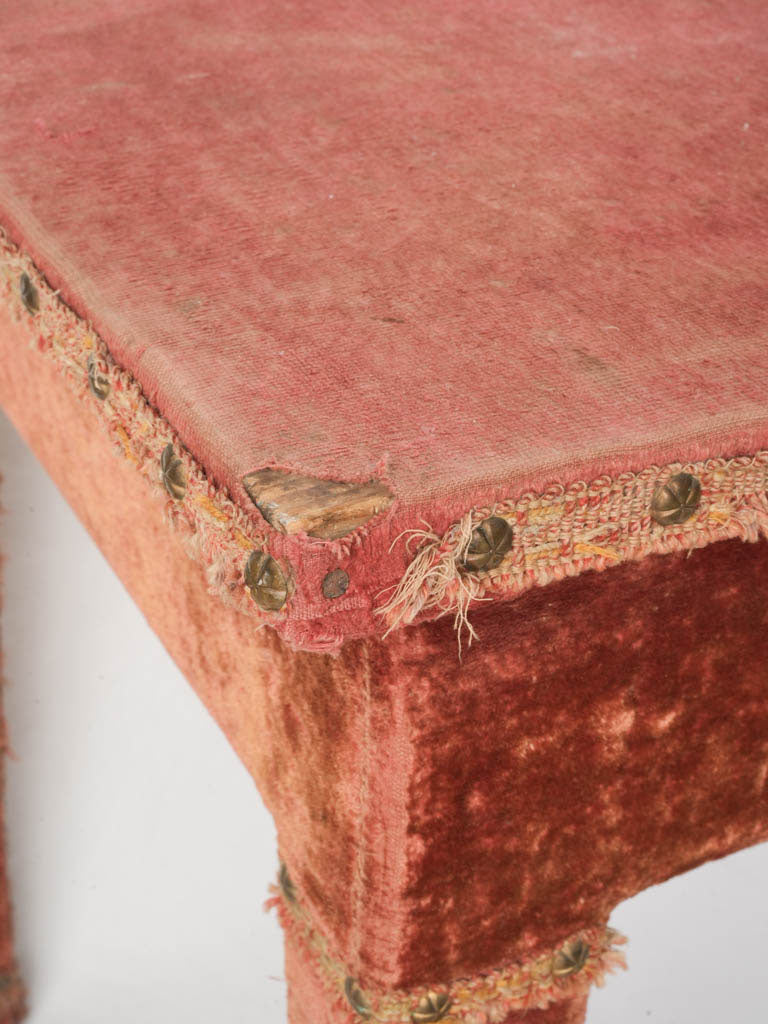 Rich patina velvet-covered table