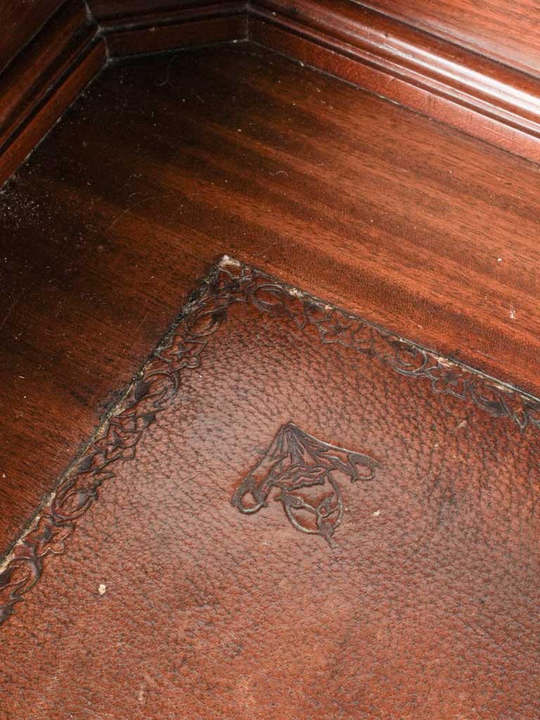 Ornate leather writing surface desk