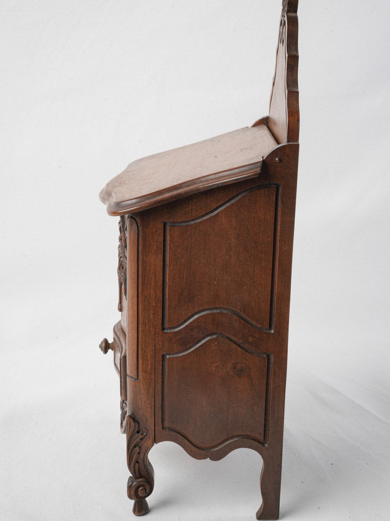 Aged walnut carved spice box