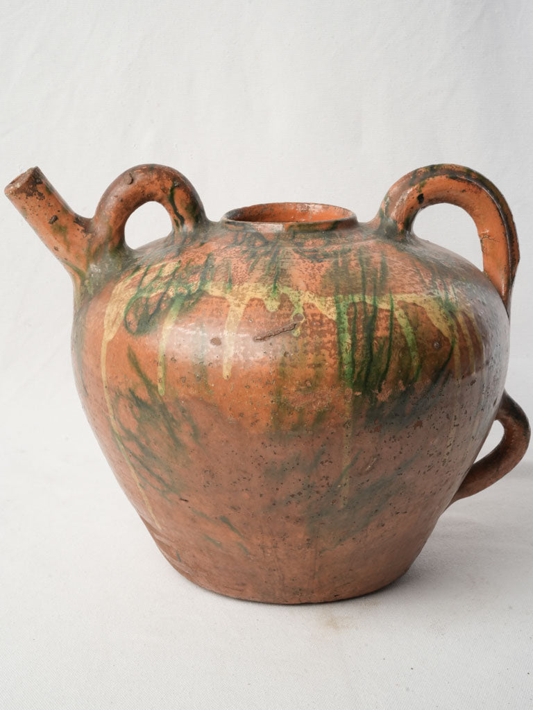 Timeless aged glazed ceramic pitcher