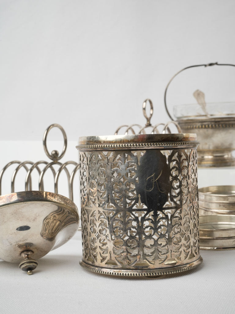Ornate lidded pot with monogram