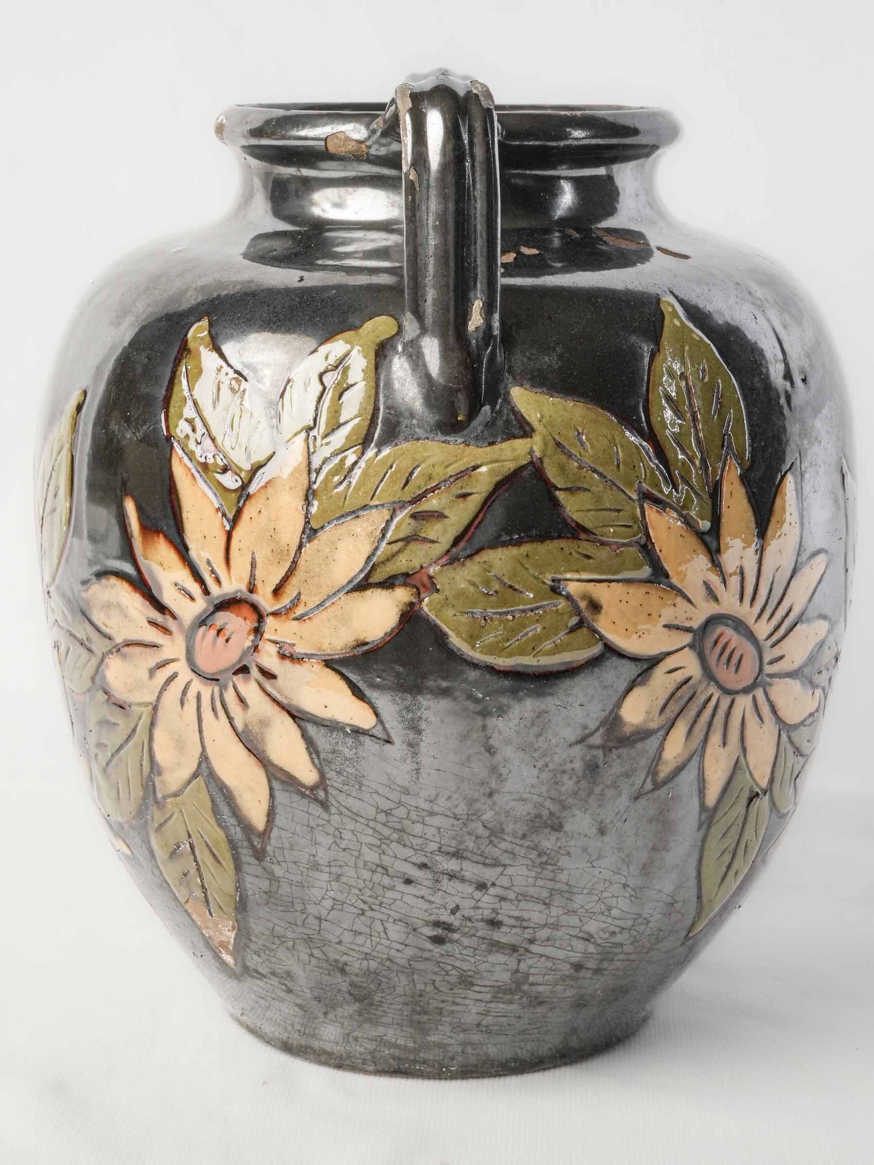 Glossy black glazed vase
