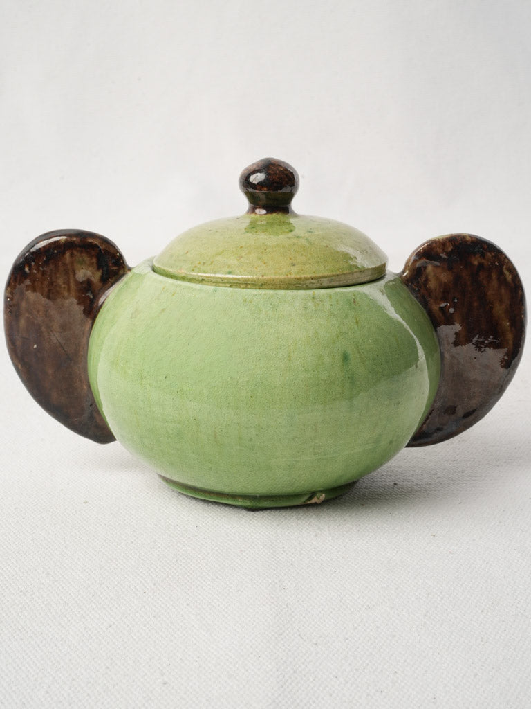 Vintage glazed ceramic sugar bowl