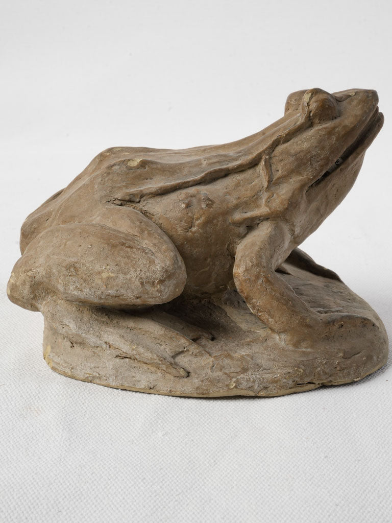 Timeworn vintage frog clay figure
