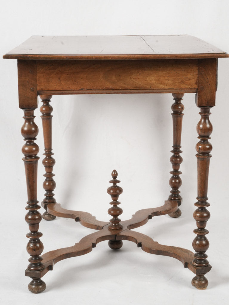 Aged patina walnut console table
