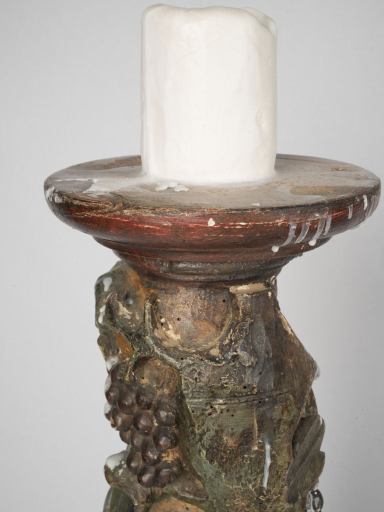 Unique grape-adorned wood columns