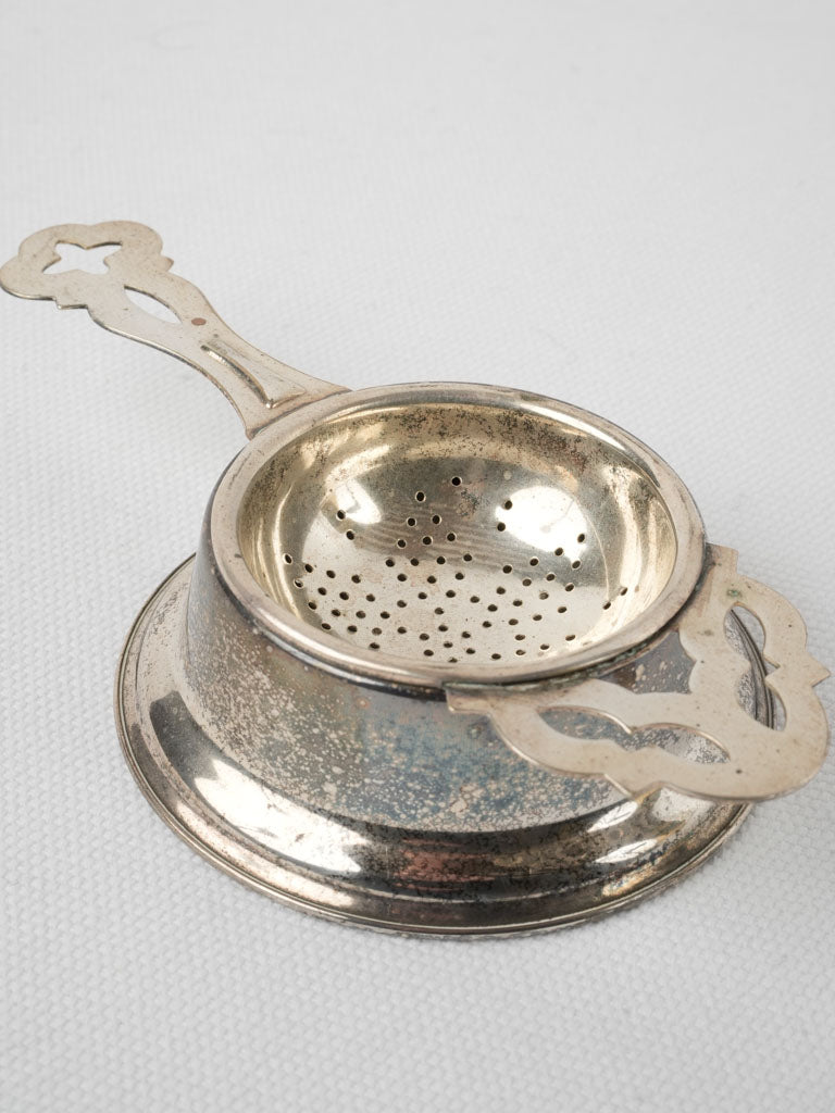 Vintage silver-plated English tea strainer