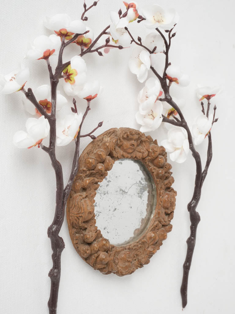 Vintage, wooden, decorative, small, cherub mirror