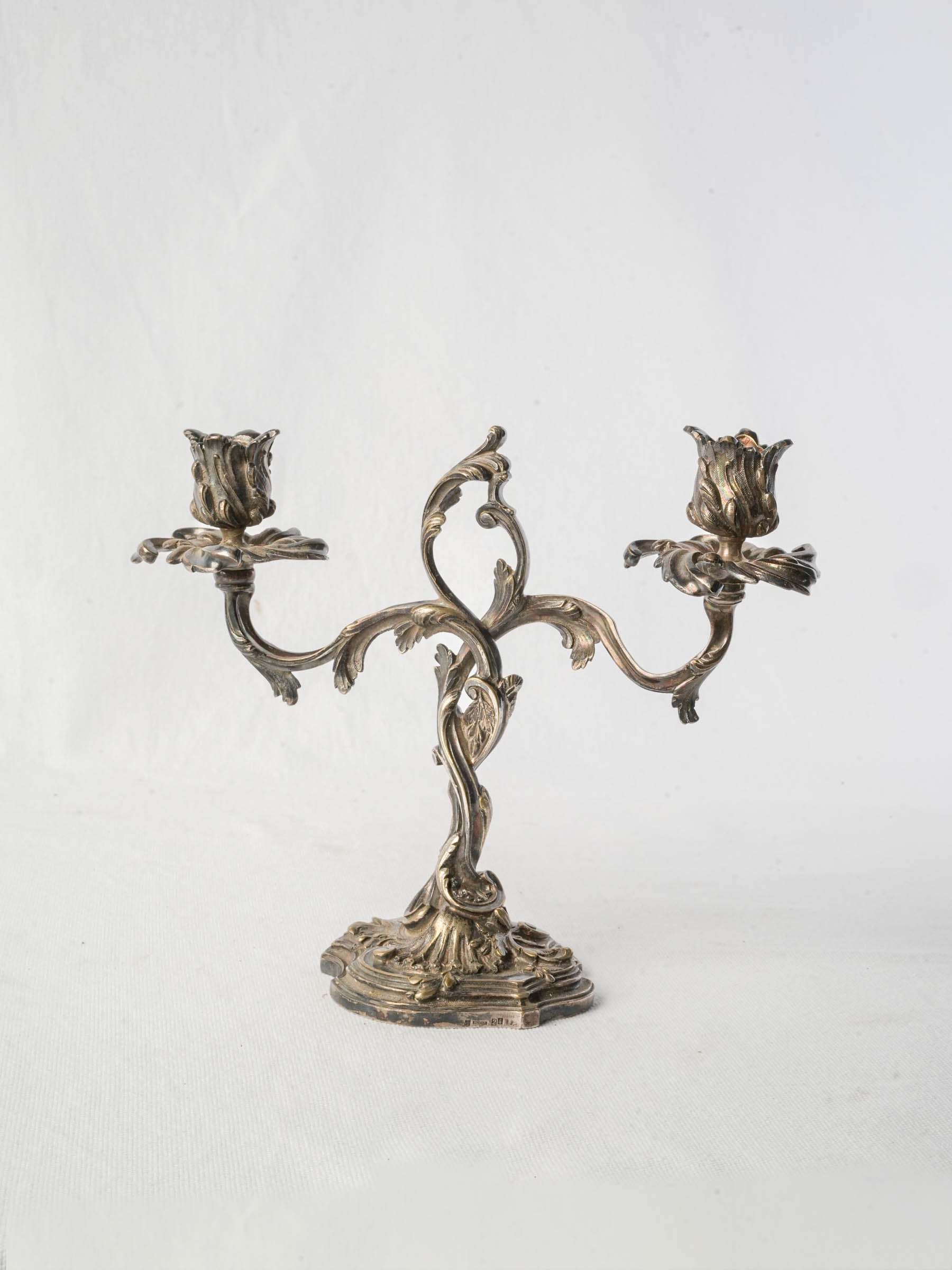 Antique silver-plated brass candelabra